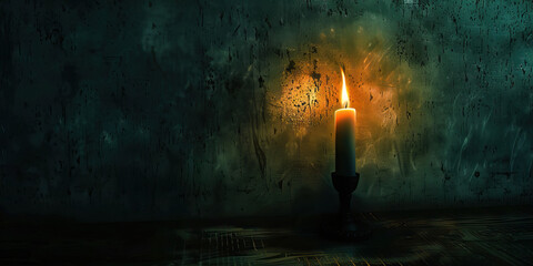 The Fading Light: A single candle flickering in the darkness, as shadows dance on the wall.