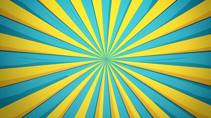 Obraz premium Abstract sunburst comic lines, vibrant yellow and blue background, eye-catching and energetic design.