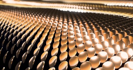Obraz premium Golden sequins that turn up in a wave pattern. Gorgeous background images. 3D rendering.
