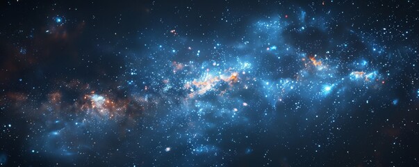 Naklejka premium Blue and Orange Star Clusters in a Vibrant Night Sky in Outer Space