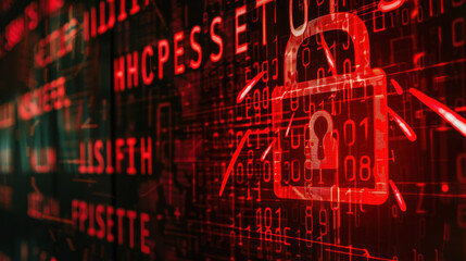 A digital interface with a large red 'Hacked' alert and a broken lock icon, symbolizing a major cyber security attack