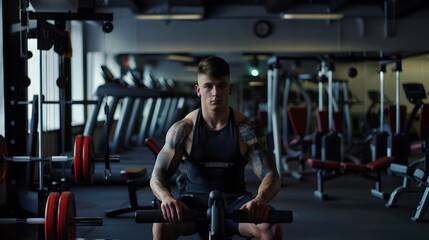 Fototapeta premium Young man working out at the gym.