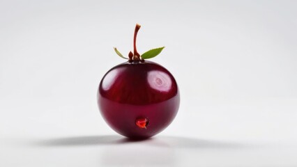 a red apple with a leaf sticking out of it
