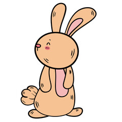 Cute Easter Rabbit Cartoon Looking Sideways - Vector Clipart and Illustration.