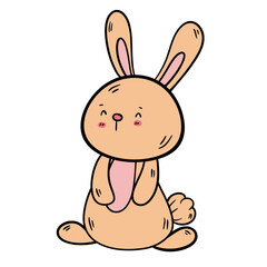 Curious Easter Rabbit Cartoon Looking at Something - Vector Clipart and Illustration.