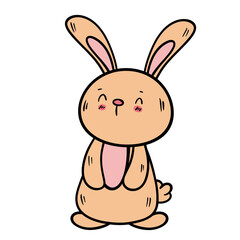 Confused Easter Bunny Cartoon - Vector Clipart and Illustration.

