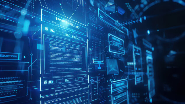A futuristic blue virtual interface with a detailed list of compliance rules and checkboxes, emphasizing the importance of following legal standards and policies