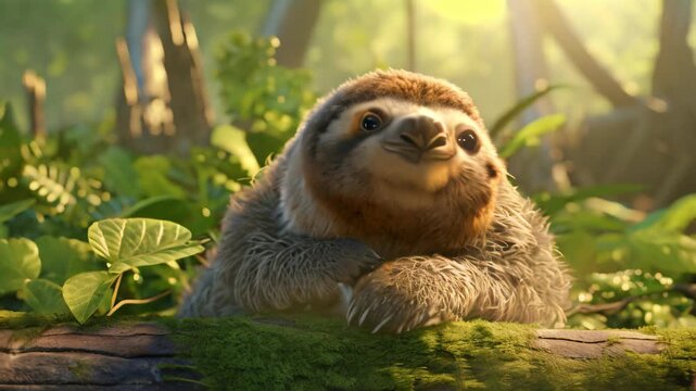 Sloth in nature Video 4K