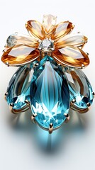 vintage brooch on white background