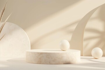 Fototapeta premium Pastel Snow-Covered Mountain Podium. Beautiful simple AI generated image in 4K, unique.