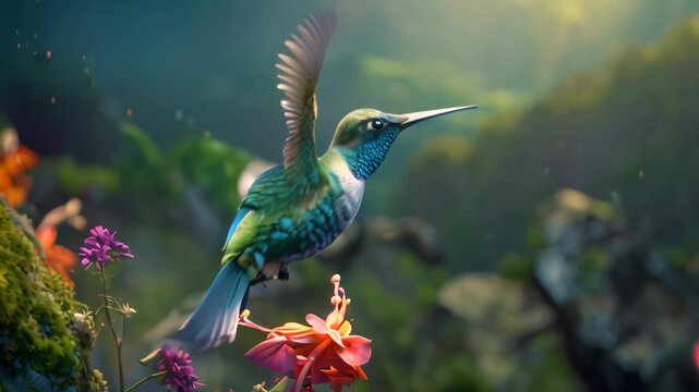 Hummingbird in nature Video 4K