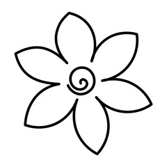 Flower. Inflorescence of a flowering plant. Flower head. Sketch. Blooming petals. Opened flower bud. Vector illustration. Outline on isolated white background. Doodle style. Idea for web design.