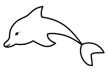 Dolphin. Sketch. Marine mammal. Vector illustration. Outline on a white isolated background. An ocean dweller with fins and a tail. Coloring book for children. Idea for web design.