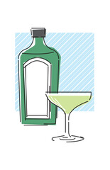 シンプルな線で描いたカクテルのイラスト