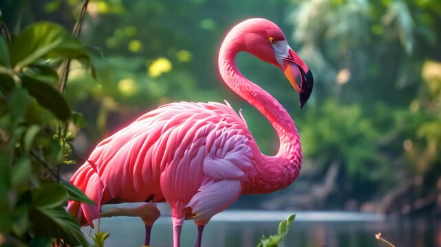 Flamingo in nature Video 4K
