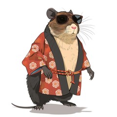 Agouti Japanese Street animal fashion cartoon isolated whitebackground 16:9