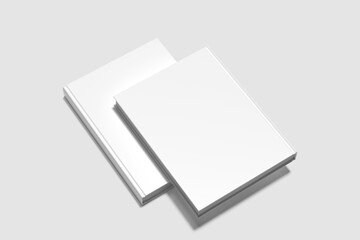 Blank white book cover on gray background mockup