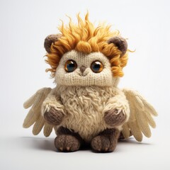 Fototapeta premium A cute, handmade griffin doll made from yarn