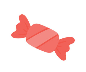 Cute Strawberry Candy Wrapper Icon Hand Drawn Flat Clipart Cartoon Animated Vector Illustration