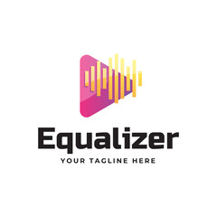 Colorful music bars visualization vector graphic design template.