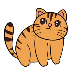 Orange Spotted Cat Cartoon - Curious Cat Looking at Something - Vector Illustration and Clipart.

