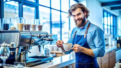 Barista Making Coffee in Trendy Cafe