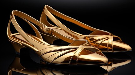 Beautiful luxury fashion golden woman shoes