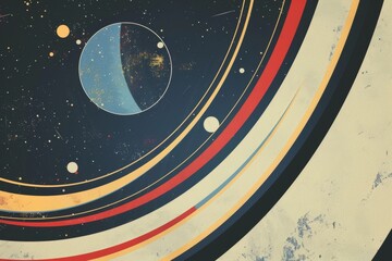 Polygons and intricated lines on a sinthwave universe background - Generative AI image. Beautiful simple AI generated image in 4K, unique.