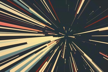 Fototapeta premium Stylized vintage 3D animation background with mountains, sun and glowing stars. 80s retro futuristic sci-fi seamless loop.. Beautiful simple AI generated image in 4K, unique.