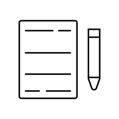 A simple line drawing of a sheet of lined paper 