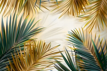 Summer with palm leaf backgrounds painting pattern.