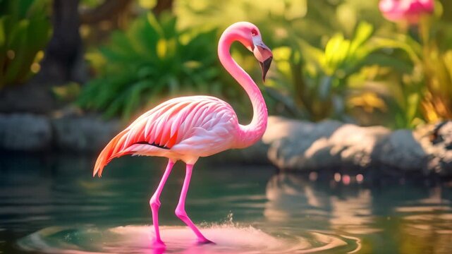 Flamingo in nature Video 4K