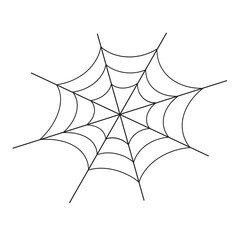 Fototapeta premium A black spider web element isolated on a white background. Web silhouette graphics. Symbol of Halloween, nets, traps and dangers, scary, arachnid. Vector illustration. Isolated on a white background
