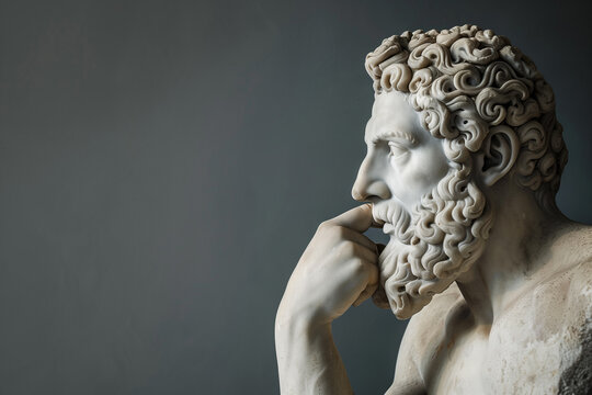 Bearded man antique Greek thinking statue