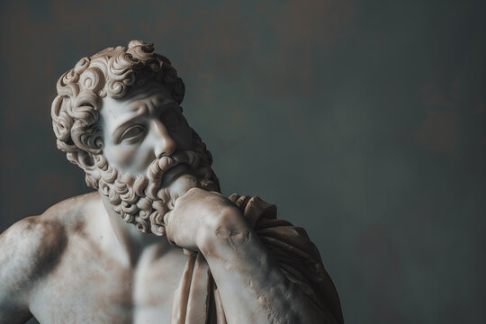 Bearded man antique Greek thinking statue