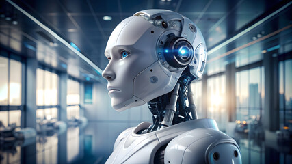 portrait profile photo robot cyborg ai chat bot girl