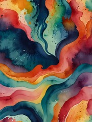 Vibrant Abstract Watercolor Painting with Flowing Colors
