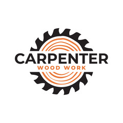 Carpentry, woodworking retro vintage vector logo design.