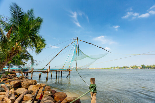 Kochi, India. Chinese fishing nets