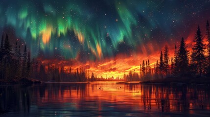 Naklejka premium aurora night view,travel --ar 16:9 --stylize 750 Job ID: f2ce10df-6f30-4bda-8eaa-c909a6014516