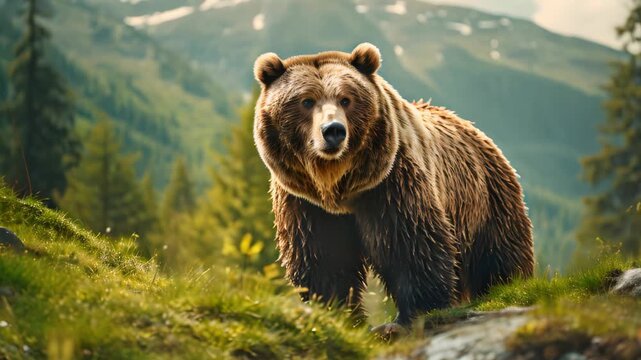 Grizzly Bear in nature Video 4K