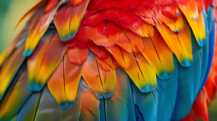 Obraz premium Close-Up of Exotic Parrot’s Vibrant Feathers Macro Photography 