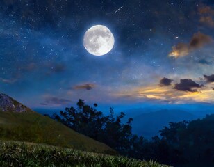 Moon and stars in the sky. Nature background.
