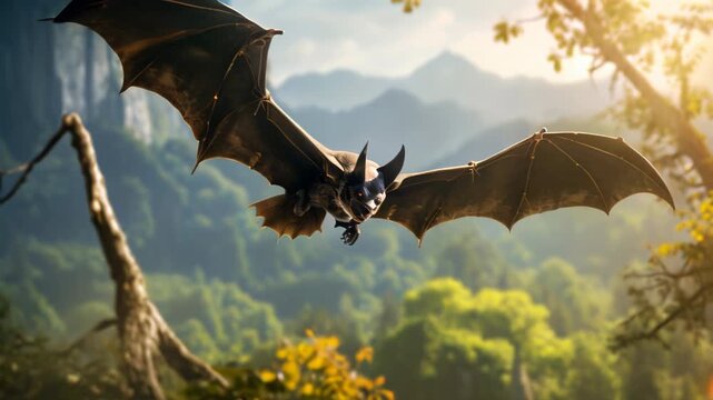 Bats flying in nature Video 4K