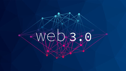 Decentralized internet web3.0. Network with blockchain, cryptocurrency, and decentralization. Abstract geometry background for illustration, marketplace, design element