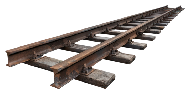 PNG Rusty railway tracks on white