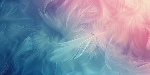 Obraz premium Abstract background with feathers and soft gradient in blurred light shades, smooth texture, calming colors.