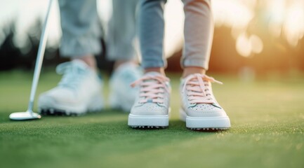 Obraz premium Child's White Shoes On Green Grass