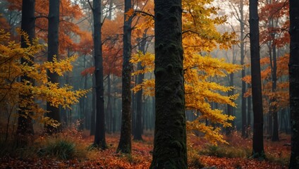 Obraz premium Colorful autumn landscape Beautiful autumn forest.