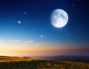 Moon and stars in the sky. Nature background.